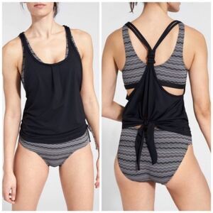 Athleta Jacquard Back Tie Tankini Swim Top XXS